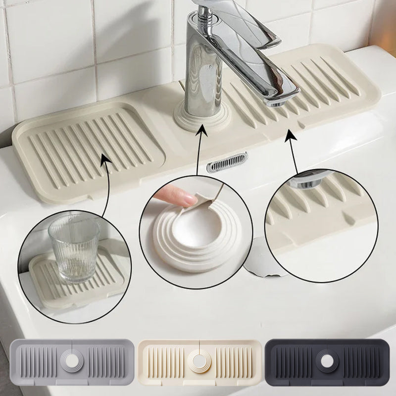 Pjtewawe Drain Rack Sink Draining Pad Behind Faucet Silicone