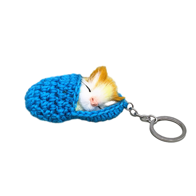 Cute Sleeping Kitten Keychain