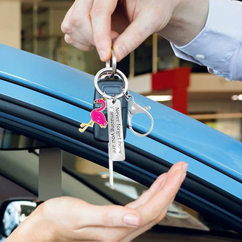 Motivational Flamingo Keychain