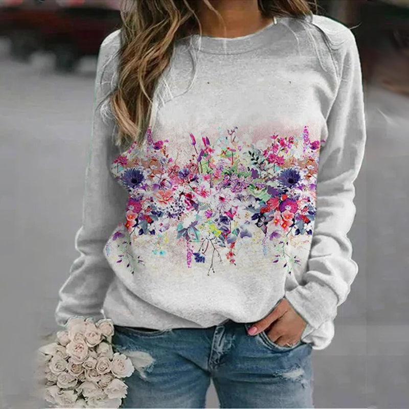 Crew Neck Floral Sweatshirt