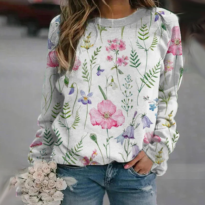Crew Neck Floral Sweatshirt