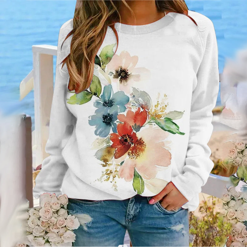 Crew Neck Floral Sweatshirt