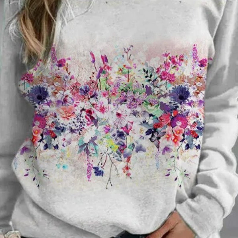 Crew Neck Floral Sweatshirt