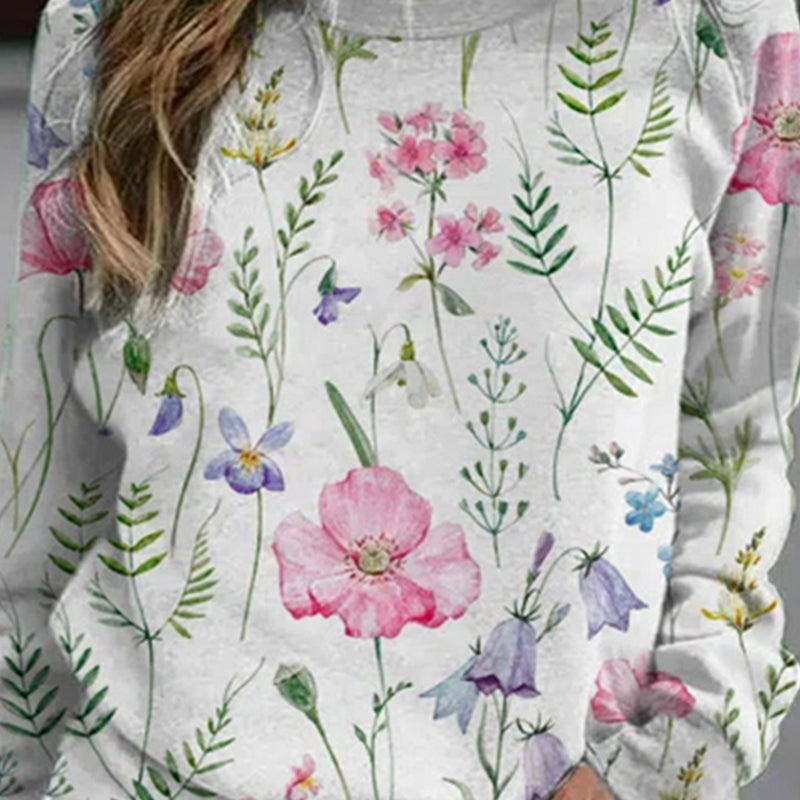 Crew Neck Floral Sweatshirt