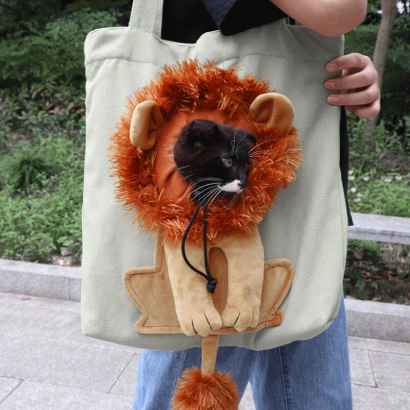 Lion-Shaped Pet Canvas Shoulder Bag