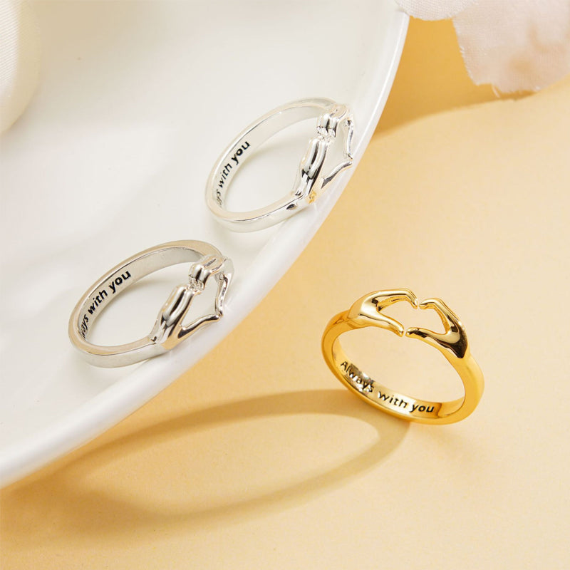 Loving Hugging Hands Couple Ring