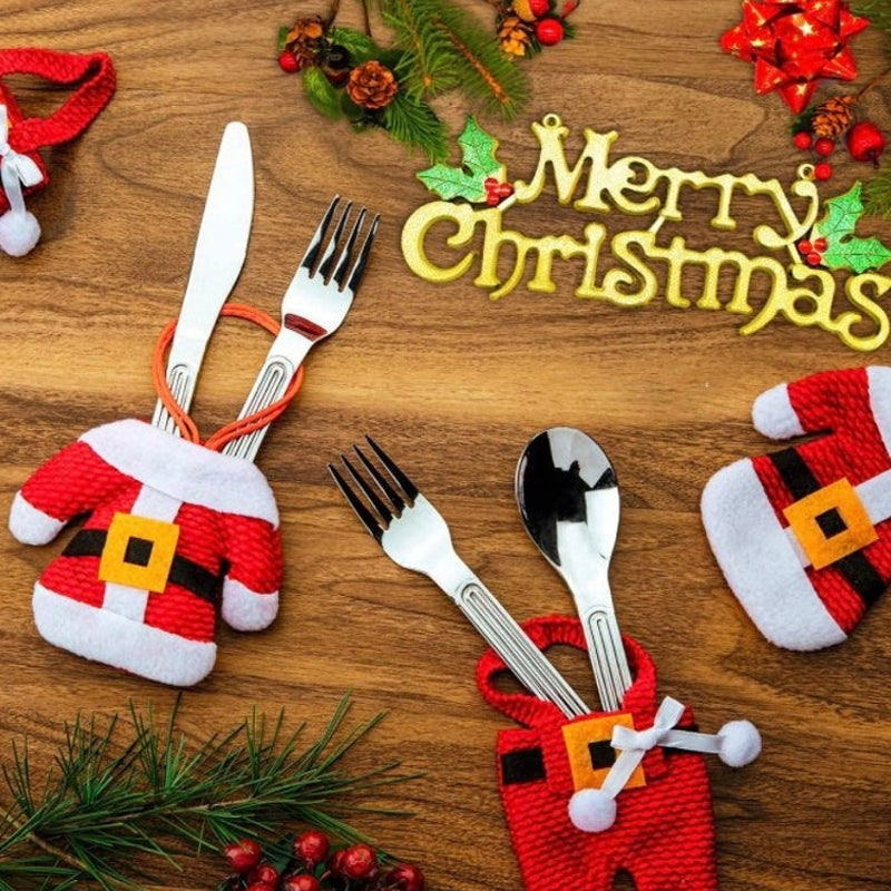 Christmas Silverware Holders Knife Fork Pouch Bag (3 Sets)