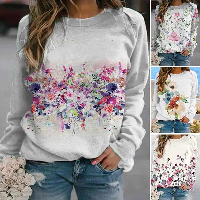 Crew Neck Floral Sweatshirt
