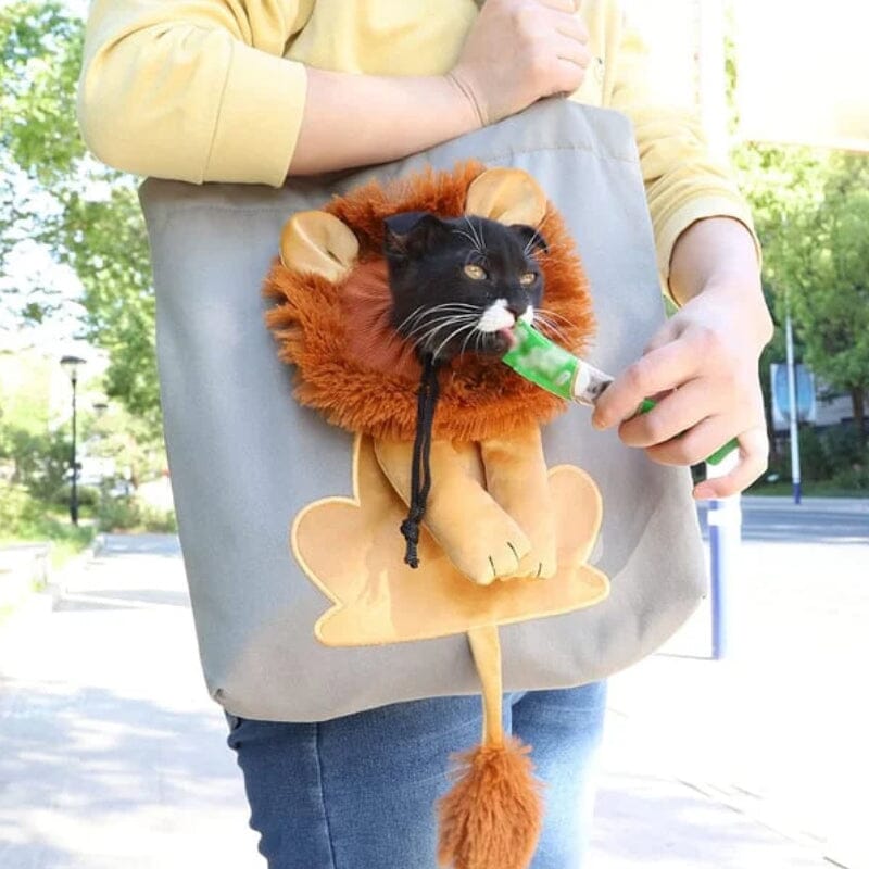 Lion-Shaped Pet Canvas Shoulder Bag