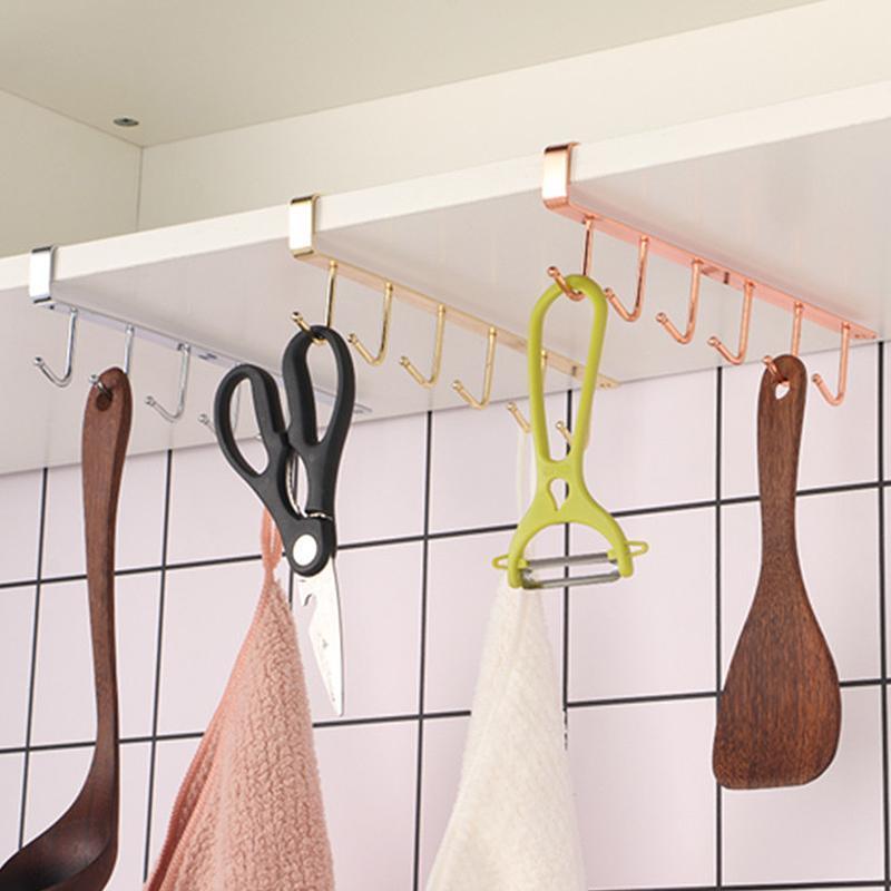 6 Hooks Under-Cabinet Hanger Rack