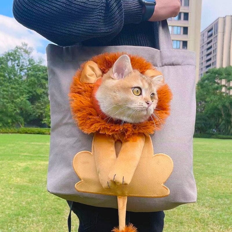 Lion-Shaped Pet Canvas Shoulder Bag