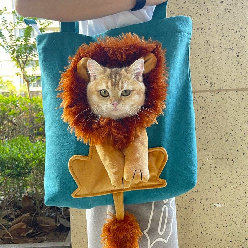Lion-Shaped Pet Canvas Shoulder Bag