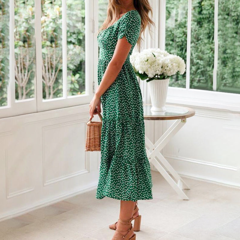 Floral Dress with Square Neck