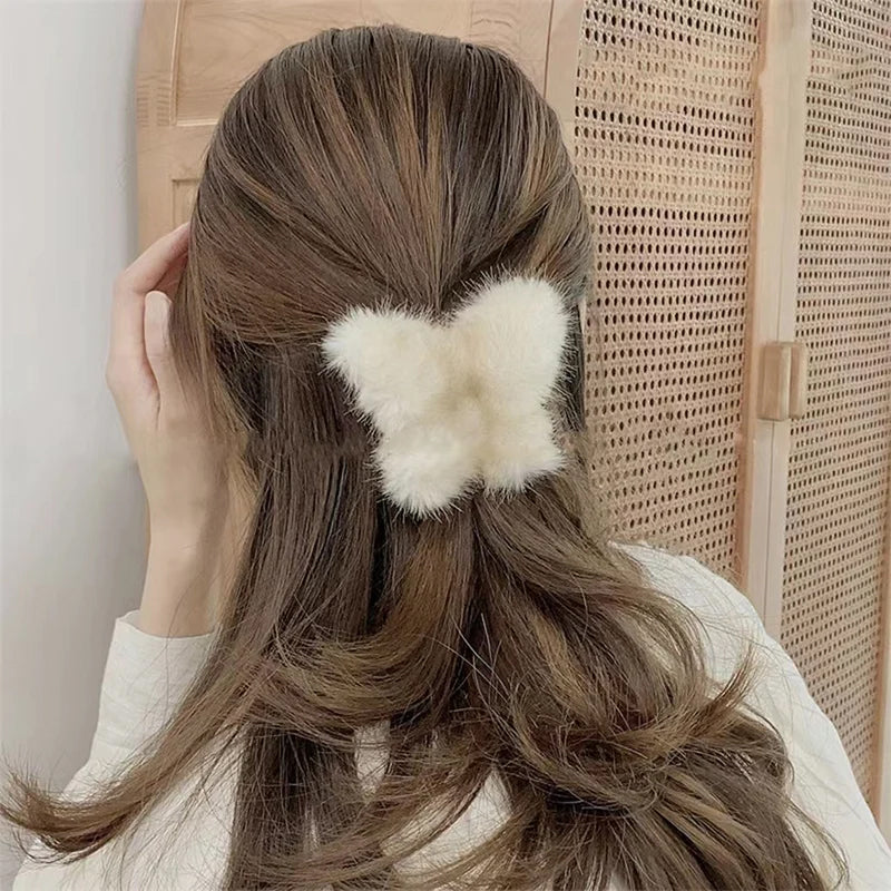 Plush Butterfly Hair Clip