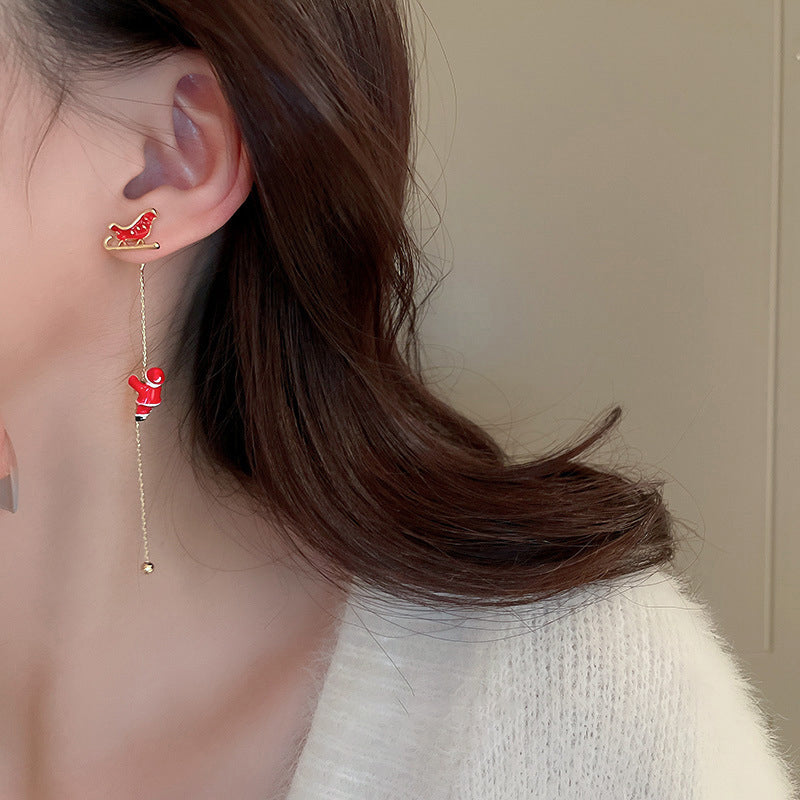 Moving Santa Claus Dangle Earrings