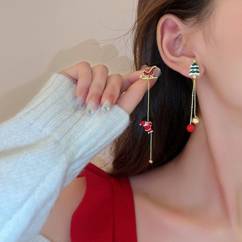 Moving Santa Claus Dangle Earrings