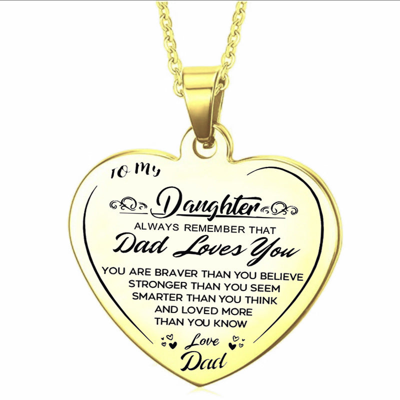 To My Daughter Heartfelt Necklace Love Mom/Dad