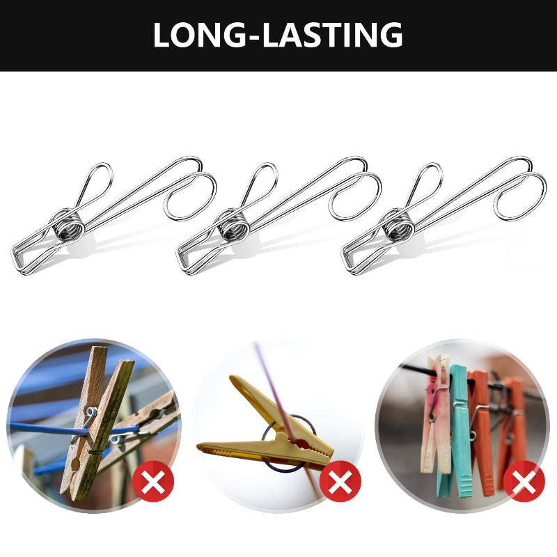 Stainless Steel Metal Long Tail Clip (6 pcs/set)