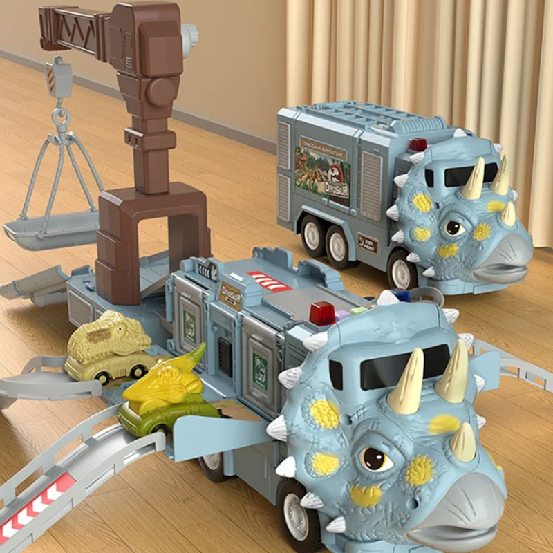 Dinosaur Transforming Engineering Truck Track Toy Set