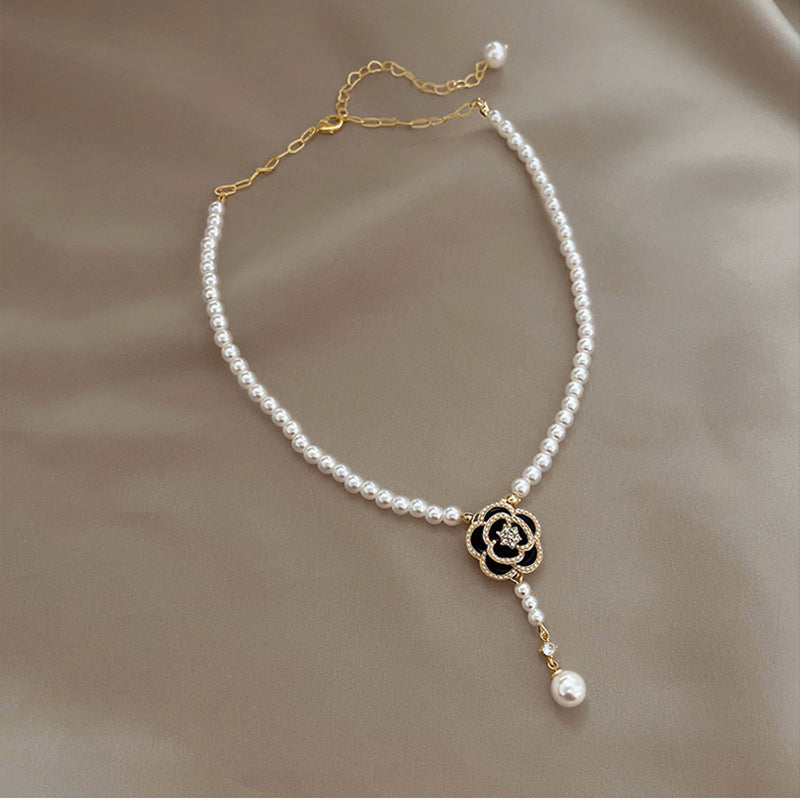 Elegant Pearl Camellia Necklace