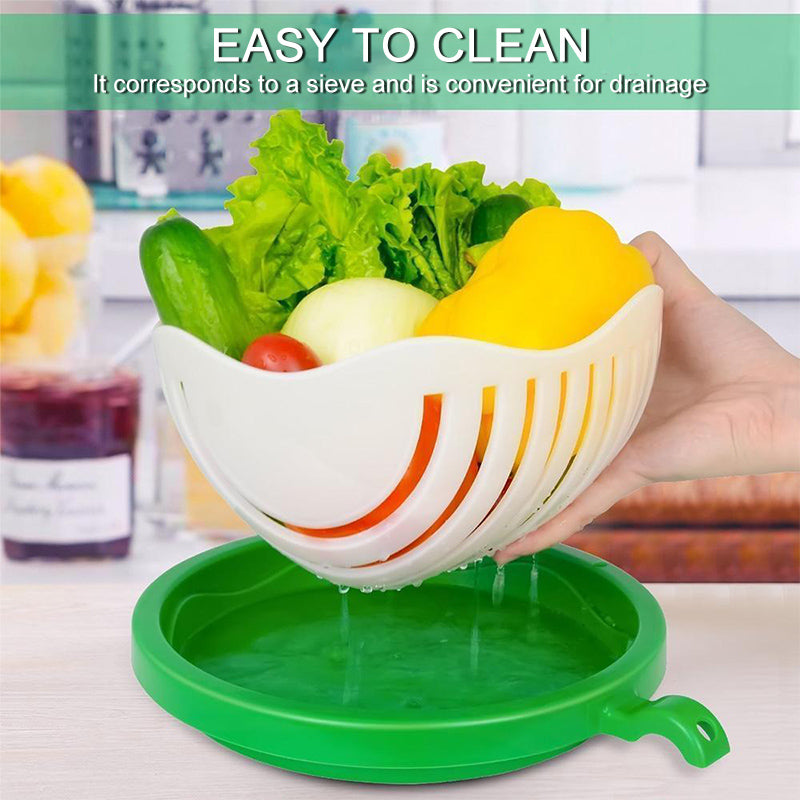 Salad cutter with lemon squeezer, salad in 60 seconds