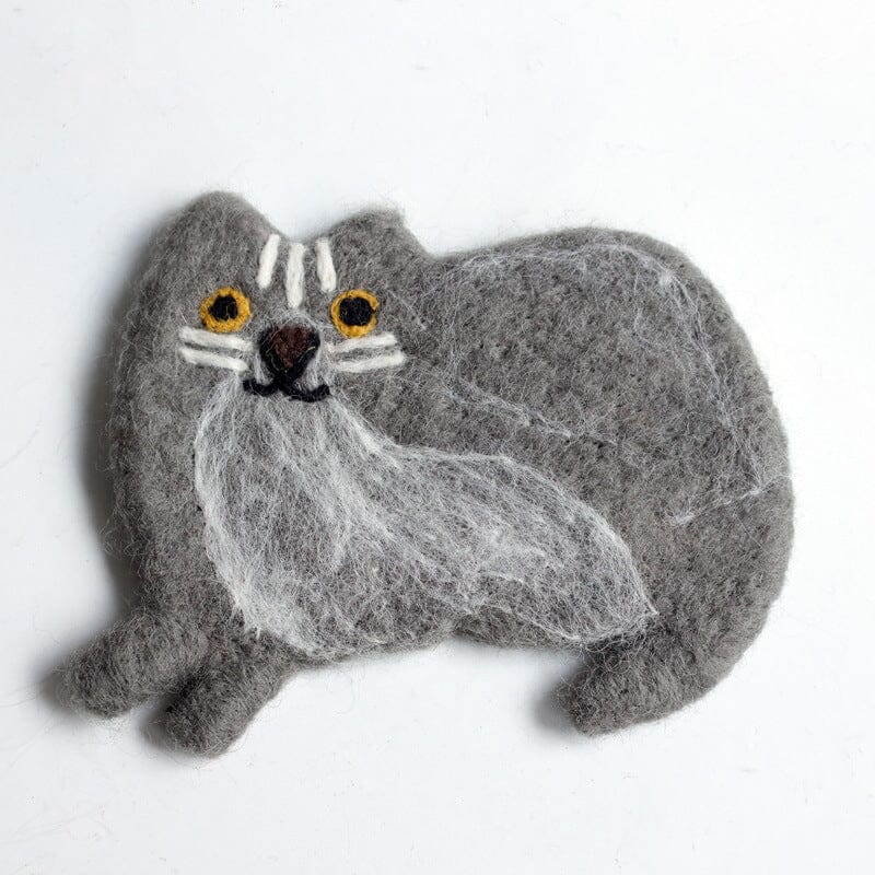 Cute Handmade Wool Felt Animal Kitty Cat Cup Coasters