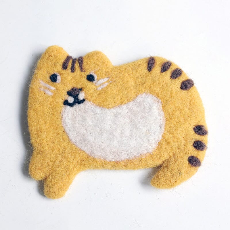 Cute Handmade Wool Felt Animal Kitty Cat Cup Coasters