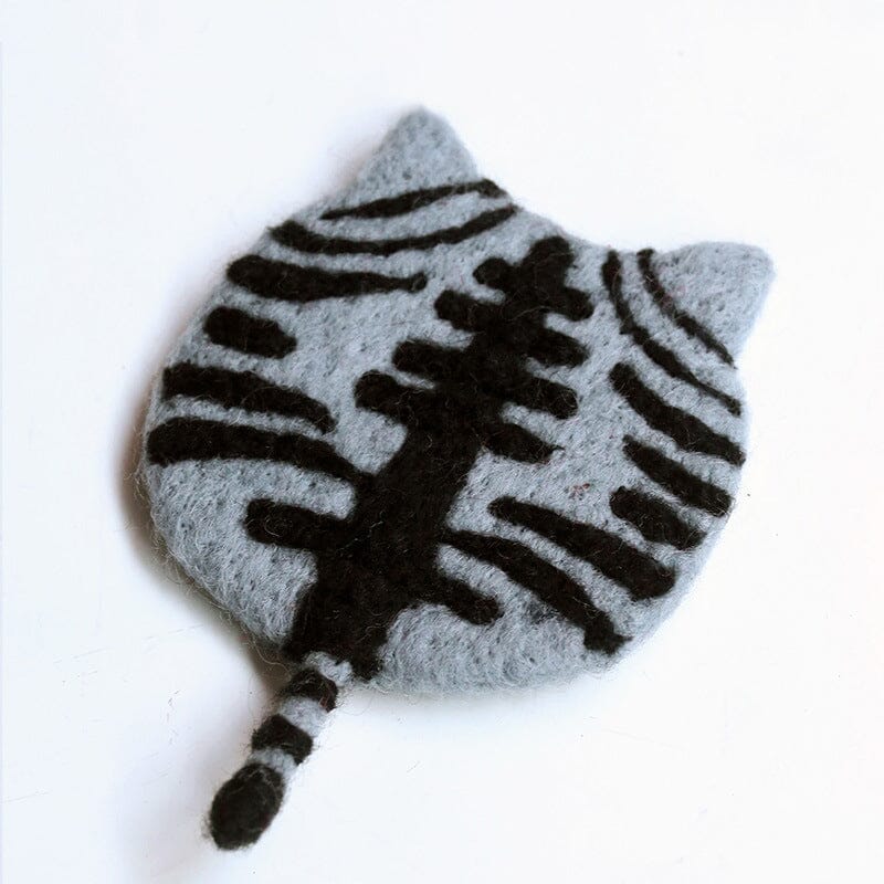 Cute Handmade Wool Felt Animal Kitty Cat Cup Coasters