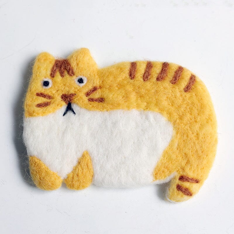 Cute Handmade Wool Felt Animal Kitty Cat Cup Coasters