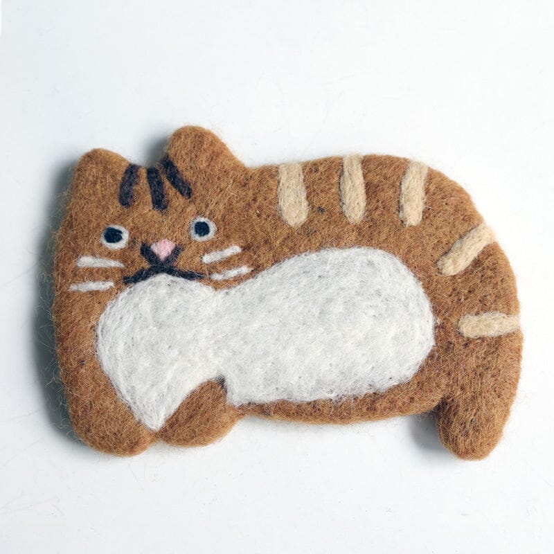 Cute Handmade Wool Felt Animal Kitty Cat Cup Coasters