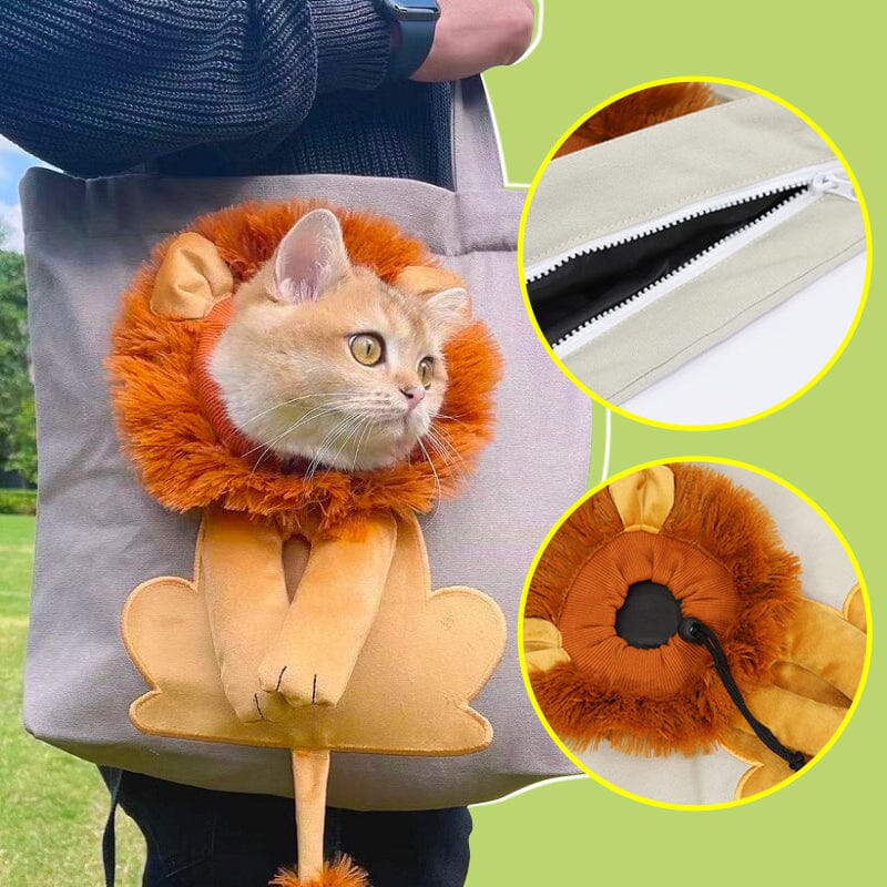 Lion-Shaped Pet Canvas Shoulder Bag
