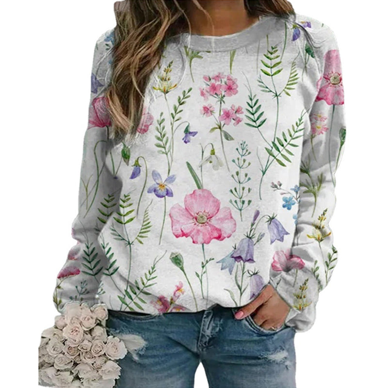 Crew Neck Floral Sweatshirt